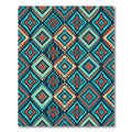 Vibrant Teal and Orange Geometric Diamond Rug