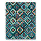 Vibrant Teal and Orange Geometric Diamond Rug