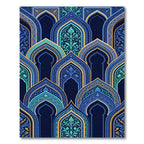 Blue Gold Archways Intricate Floral Rug