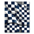 Navy and White Wavy Checkered Graphic Rug