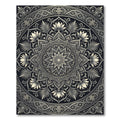 Elaborate Black Lotus Mandala Ornament Rug