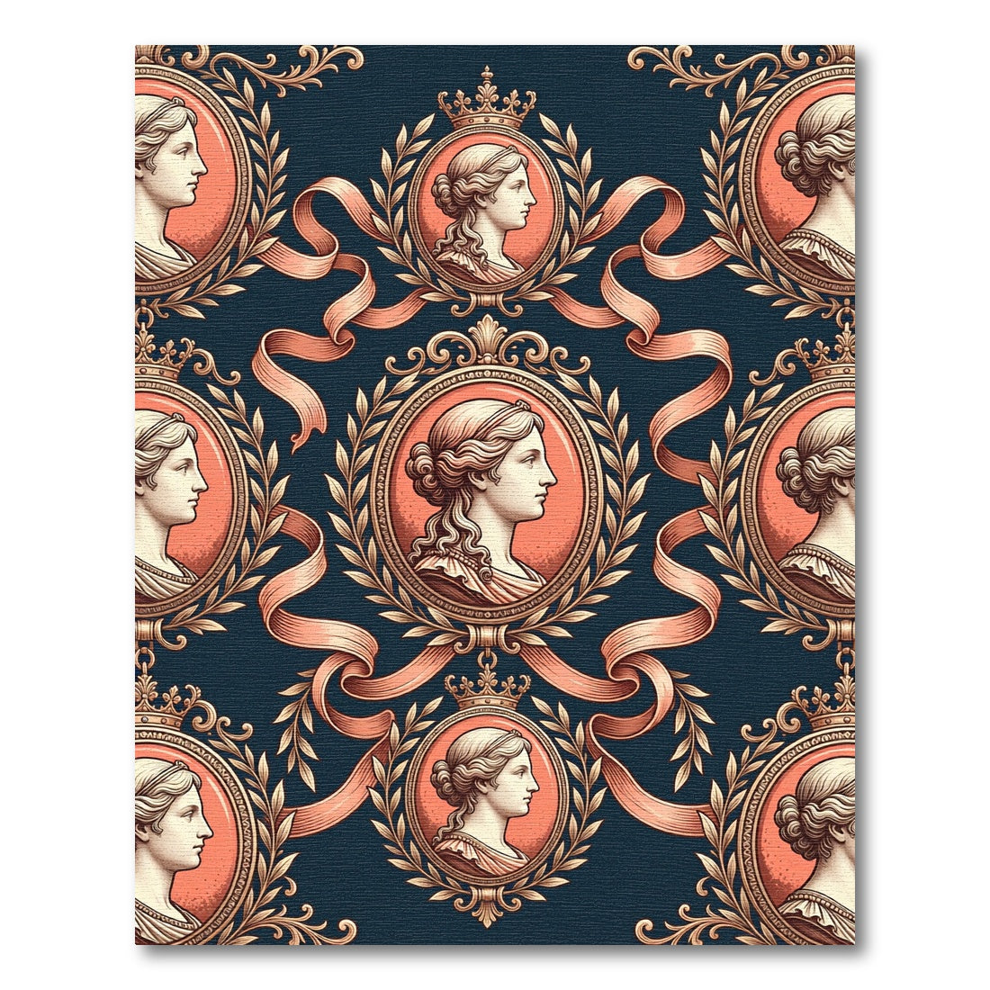 Classic Peach Profile Laurel Wreath Accent Rug