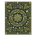 Elegance Forest Green Botanical Wreath Rug