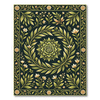 Elegance Forest Green Botanical Wreath Rug