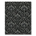 Black Gray Scrolling Leaf Flourish Rug