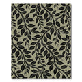 Black Leaf Vine Swirls Beige Rug