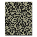 Black Leaf Vine Swirls Beige Rug