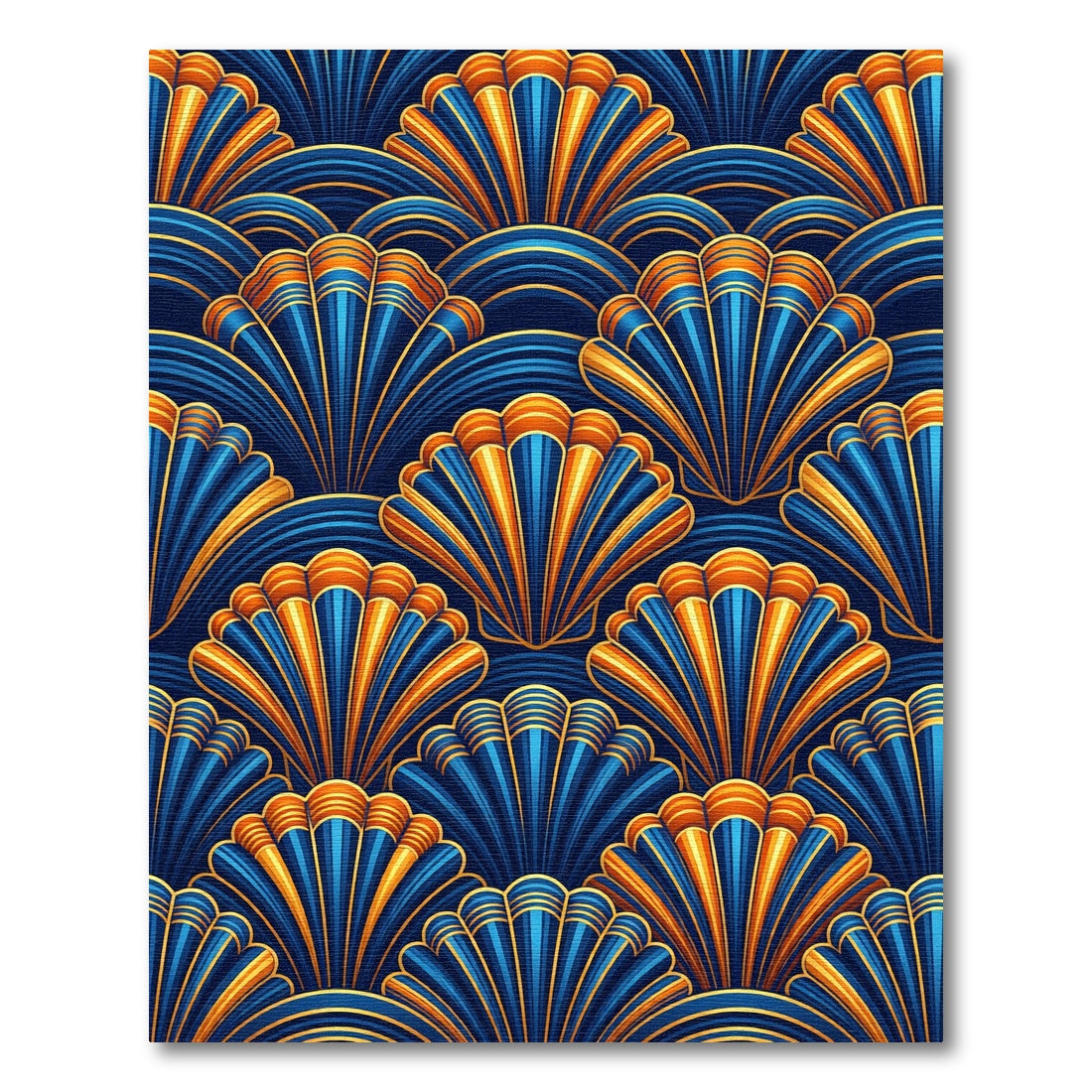 Art Deco Gold and Sapphire Fan Rug