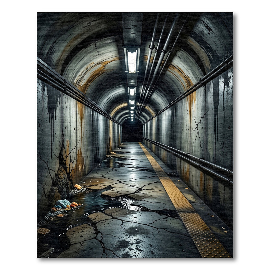 Urban Grunge Tunnel Corridor Rug