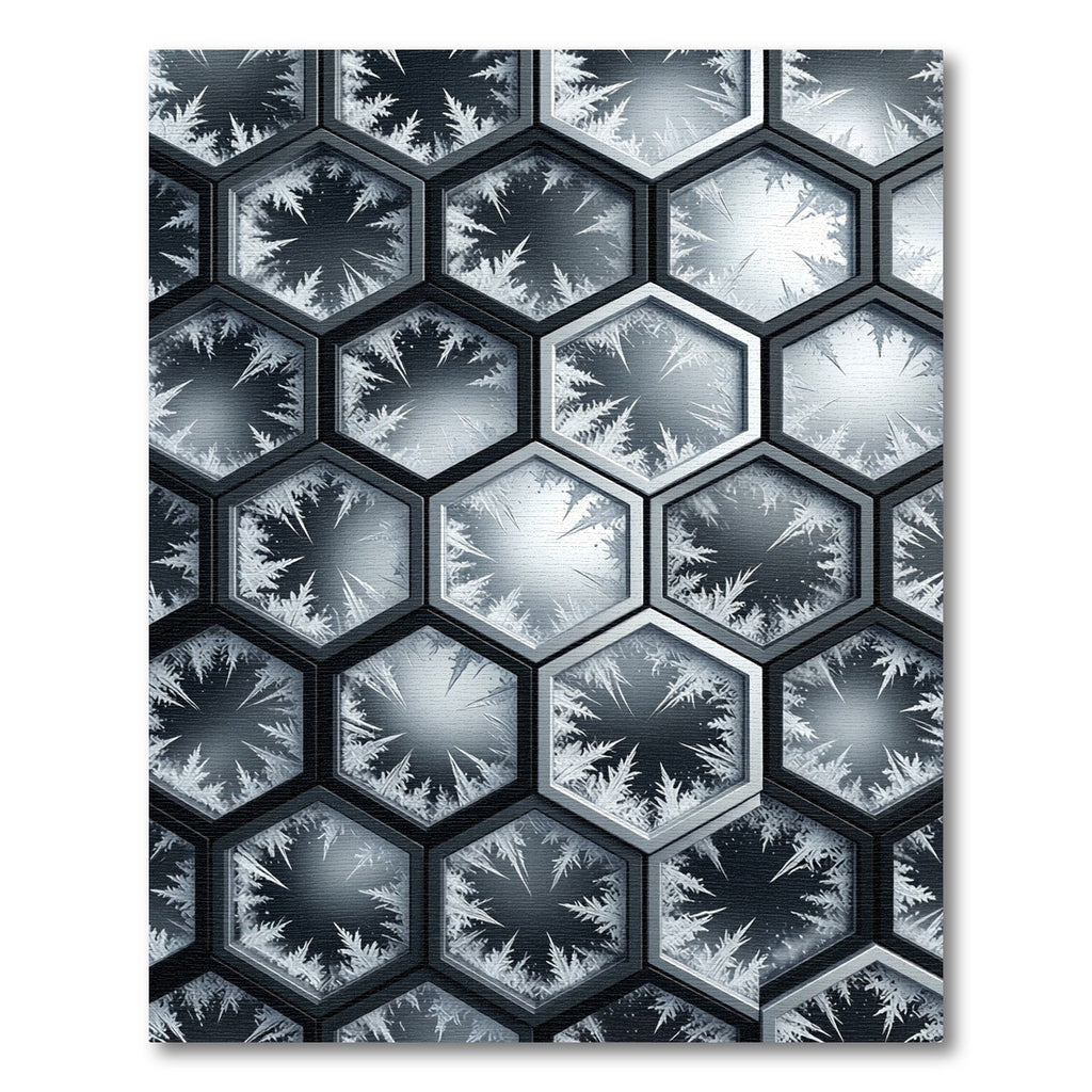 Monochrome Geometric Hexagon Frost Shards Rug