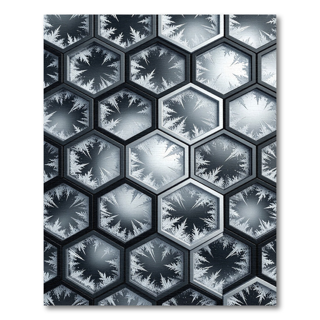 Monochrome Geometric Hexagon Frost Shards Rug