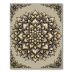 Beige Floral Mandala Ornate Medallion Rug