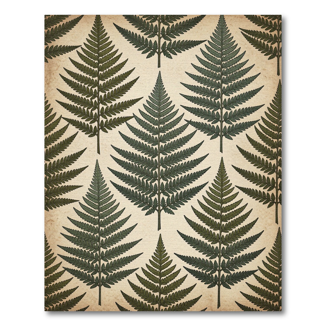 Vintage Green Fern Leaf Repeat Rug