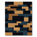Modern Navy and Ochre Geometric Block Rug