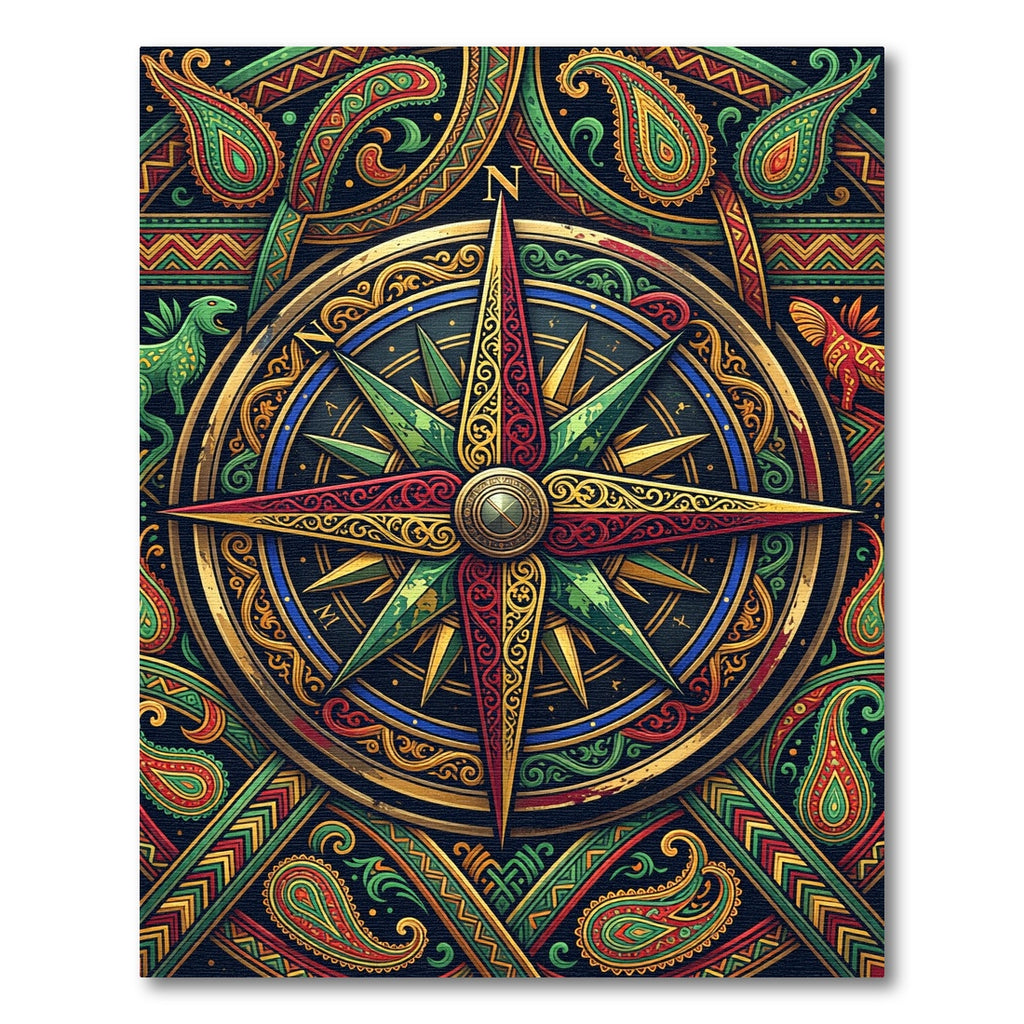 Vibrant Ornate Compass Boho Paisley Rug
