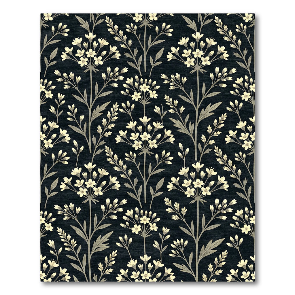 Cream Blossom Branch Dark Background Rug