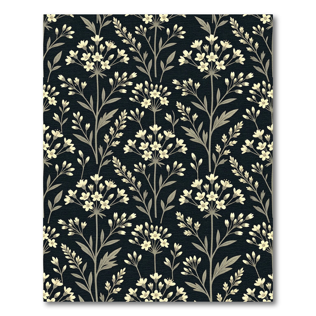 Cream Blossom Branch Dark Background Rug