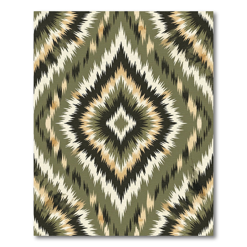 Olive Green Frayed Diamond Rug