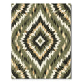 Olive Green Frayed Diamond Rug
