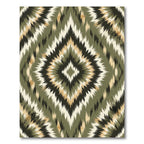 Olive Green Frayed Diamond Rug
