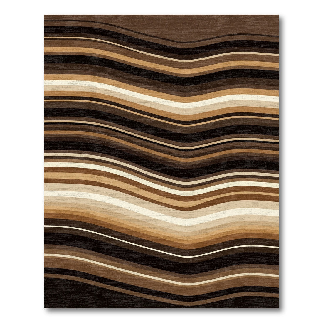 Earthy Brown Wavy Organic Stripe Rug
