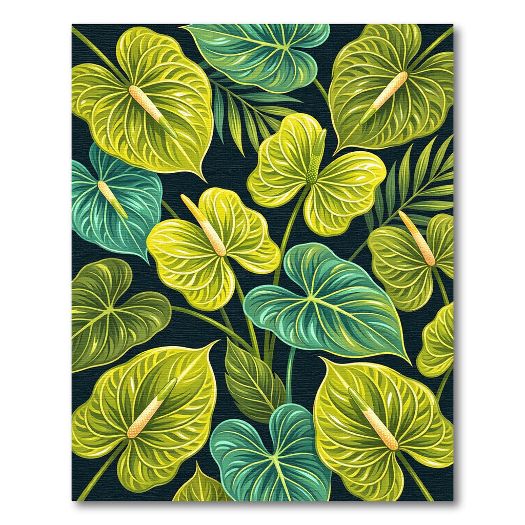 Lush Tropical Anthurium Foliage Garden Rug