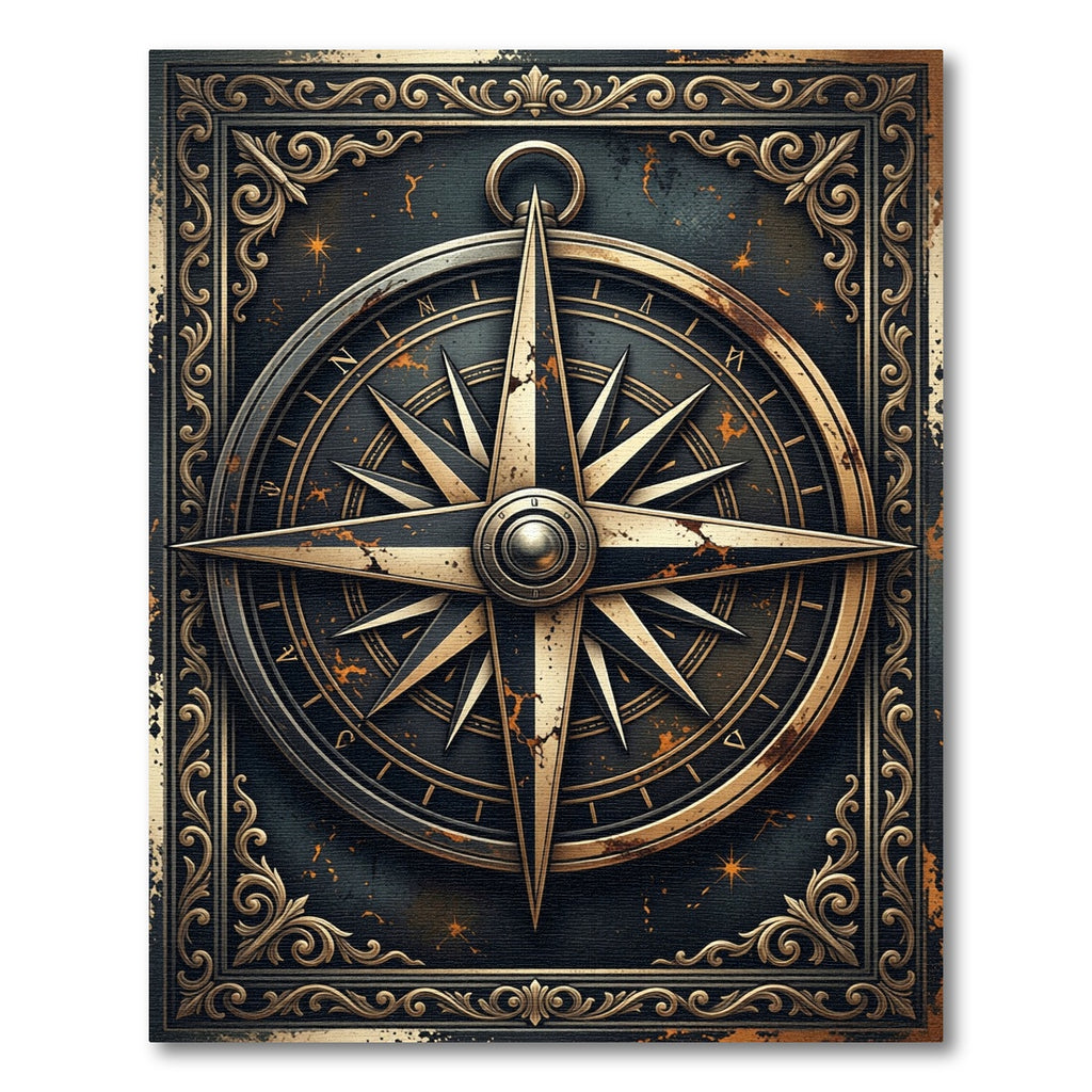 Gilded Compass Rose Antique Gold Rug