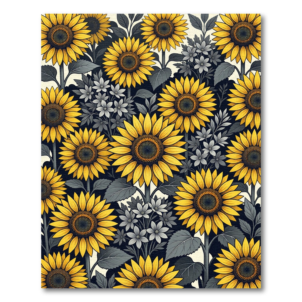 Radiant Yellow Sunflower Botanical Floral Rug