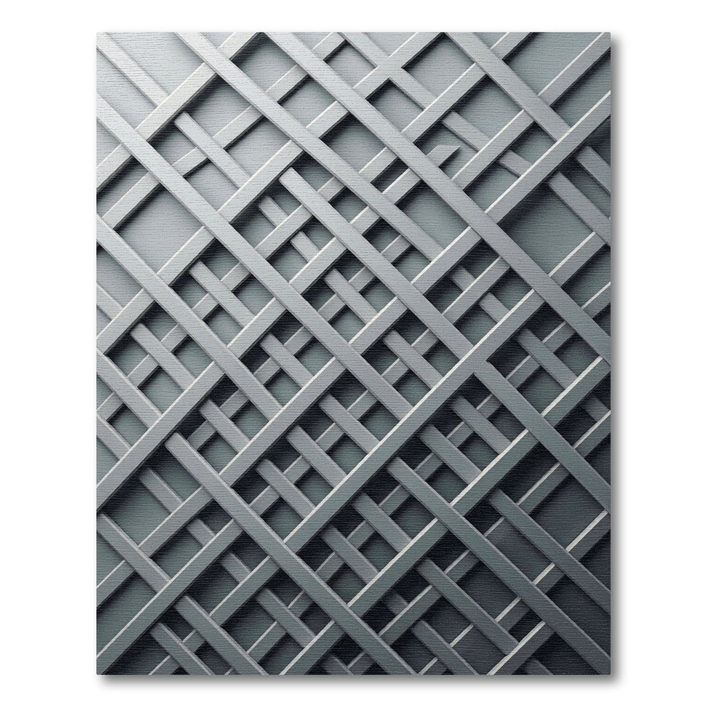 Modern Silver Intersecting Grid Lattice Rug