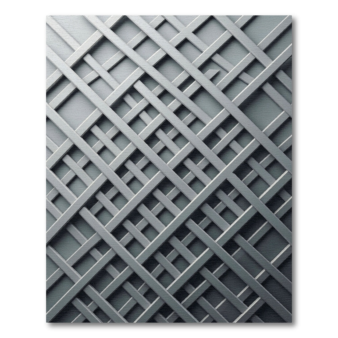 Modern Silver Intersecting Grid Lattice Rug