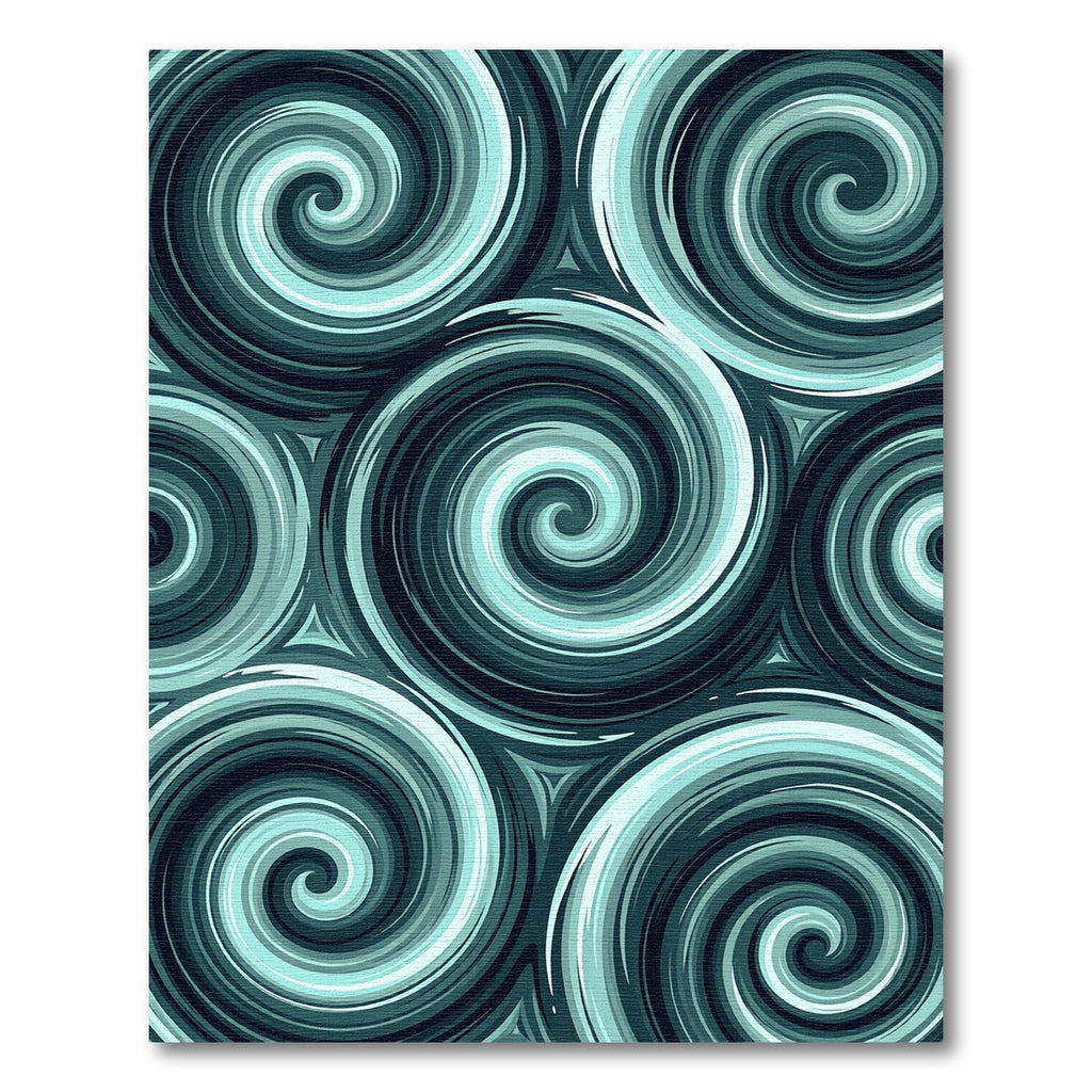 Teal Swirling Abstract Whirling Strokes Rug