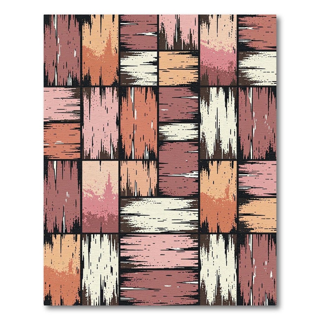 Warm Earth Tone Vertical Stripe Rectangles Rug
