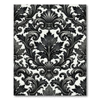 Elegant Black and White Baroque Damask Rug