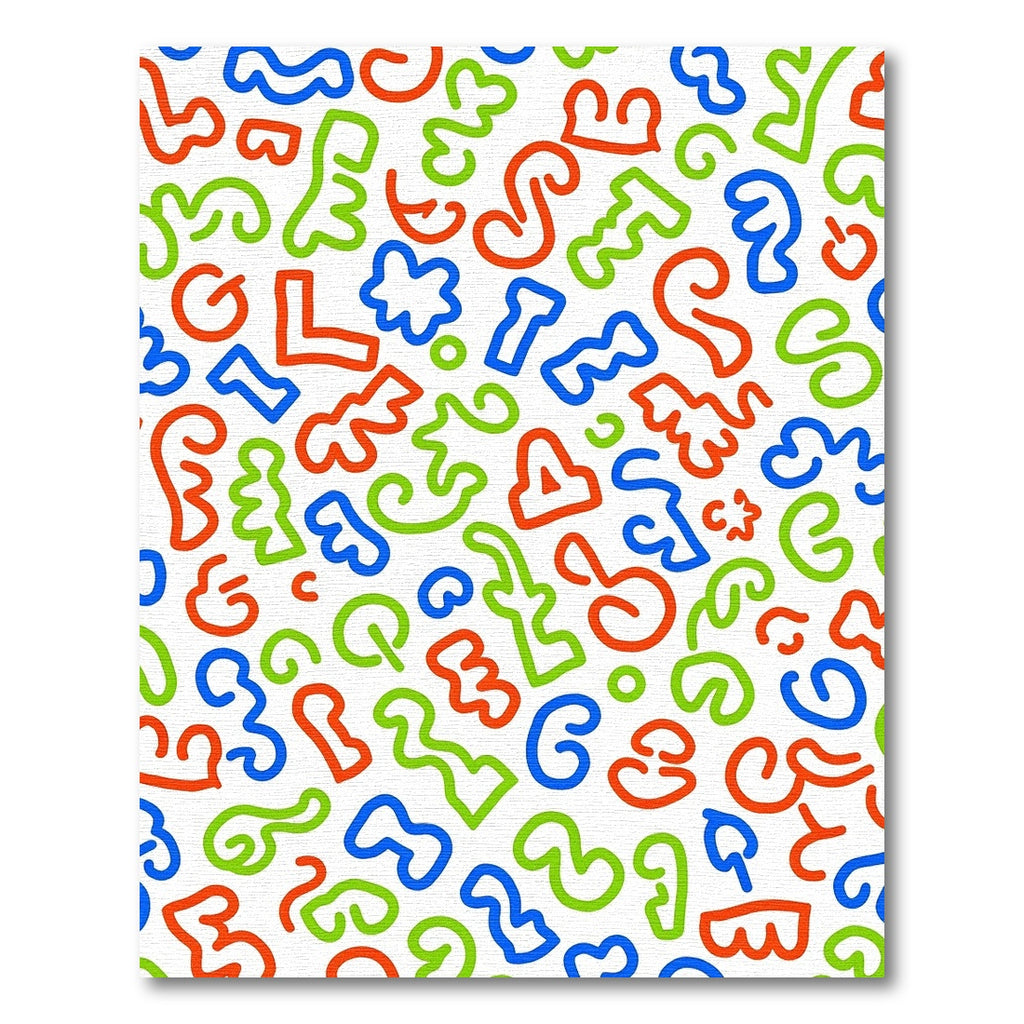 Bright Red Blue Green Abstract Shapes Rug