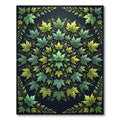 Earthy Green Maple Leaf Mandala Rug