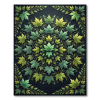 Earthy Green Maple Leaf Mandala Rug