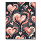 Pink Gray Swirl Hearts Splash Rug