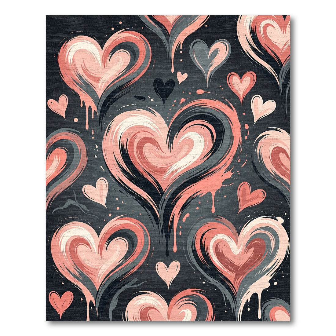 Pink Gray Swirl Hearts Splash Rug