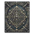 Antique Charcoal Ornate Baroque Medallion Rug