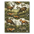 Enchanted Meadow Wildlife Botanical Forest Landscape Rug