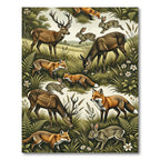 Enchanted Meadow Wildlife Botanical Forest Landscape Rug