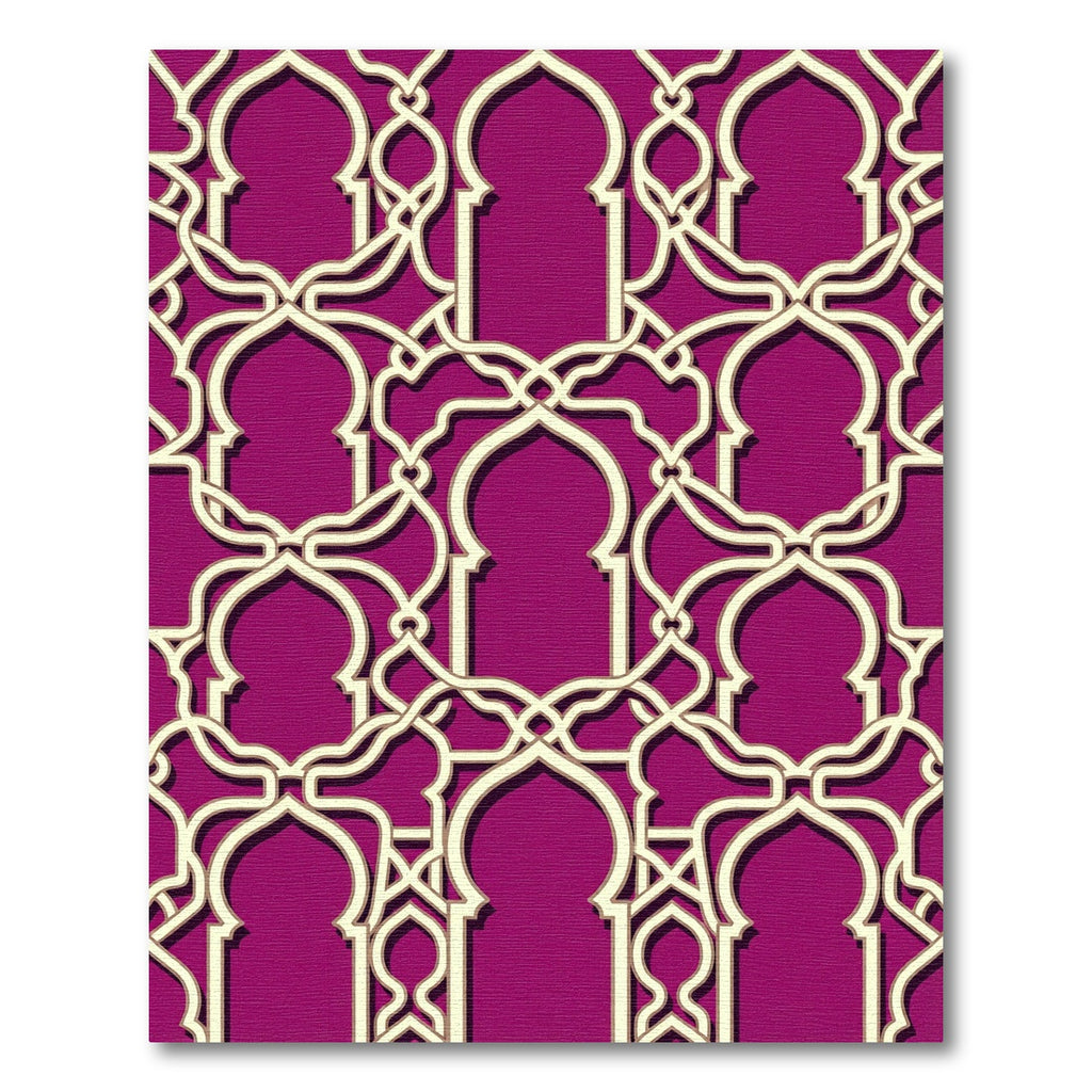 Magenta Arabesque Interlocking Arch Lattice Rug