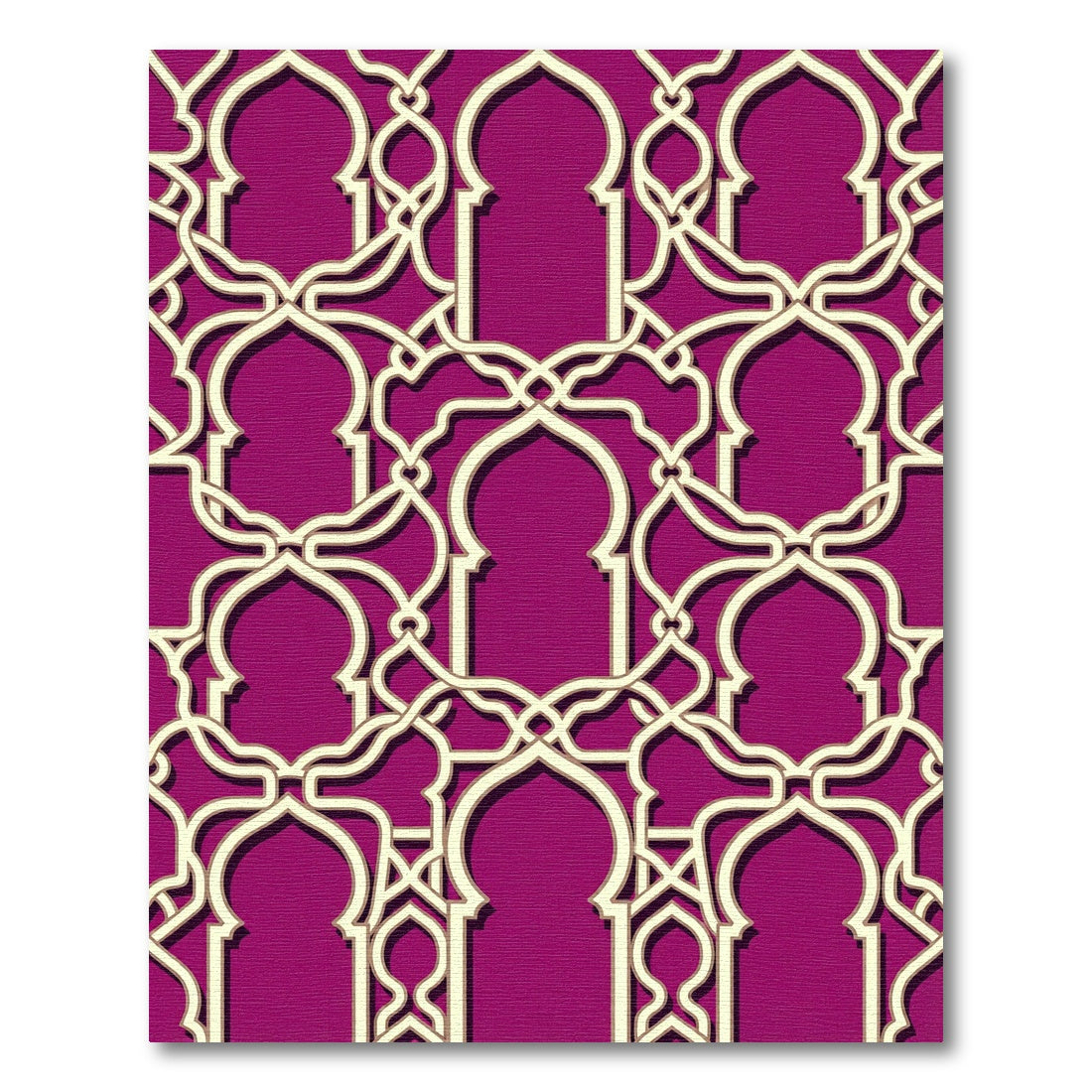 Magenta Arabesque Interlocking Arch Lattice Rug
