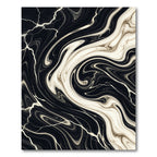 Modern Black and Cream Swirl Marble Rug