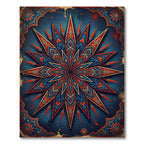 Sunburst Floral Medallion Crimson Blue Rug