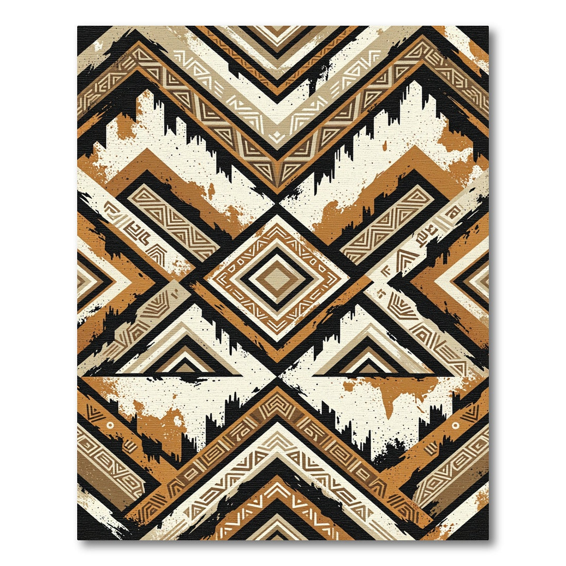 Earthy Geometric Tribal Diamond Area Rug