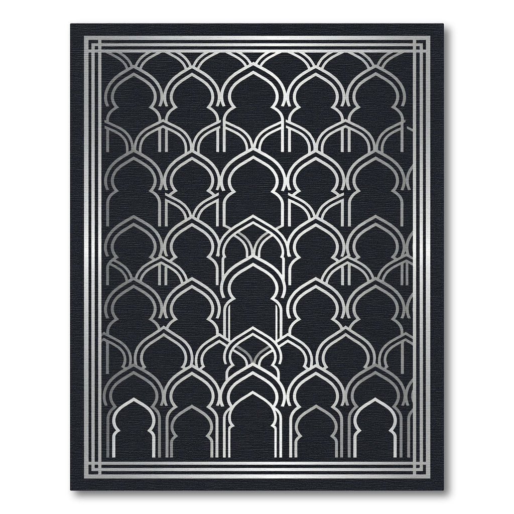 Metallic Silver Geometric Arch Backdrop Rug