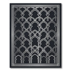 Metallic Silver Geometric Arch Backdrop Rug