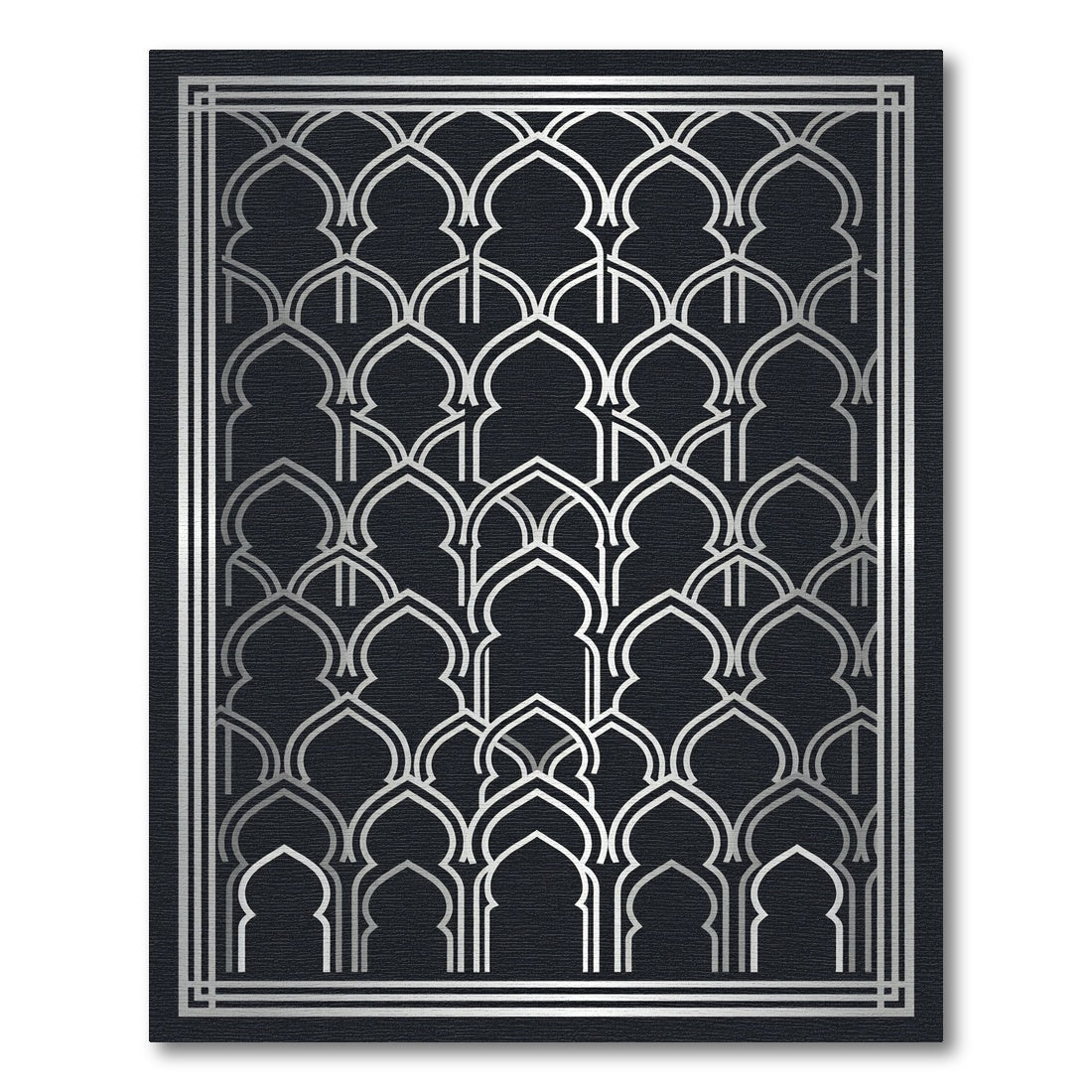 Metallic Silver Geometric Arch Backdrop Rug