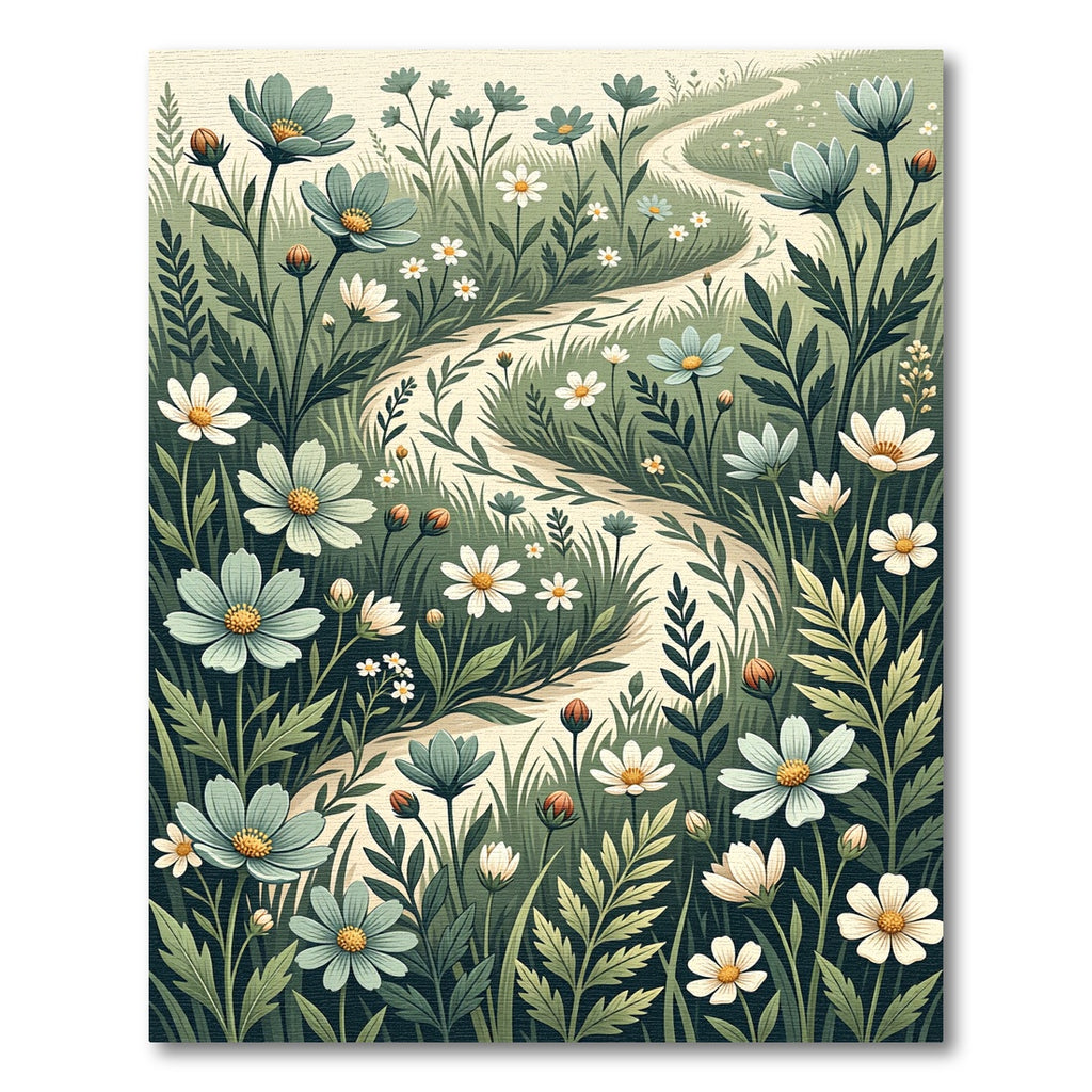 Sage Green Whimsical Wildflower Meadow Rug
